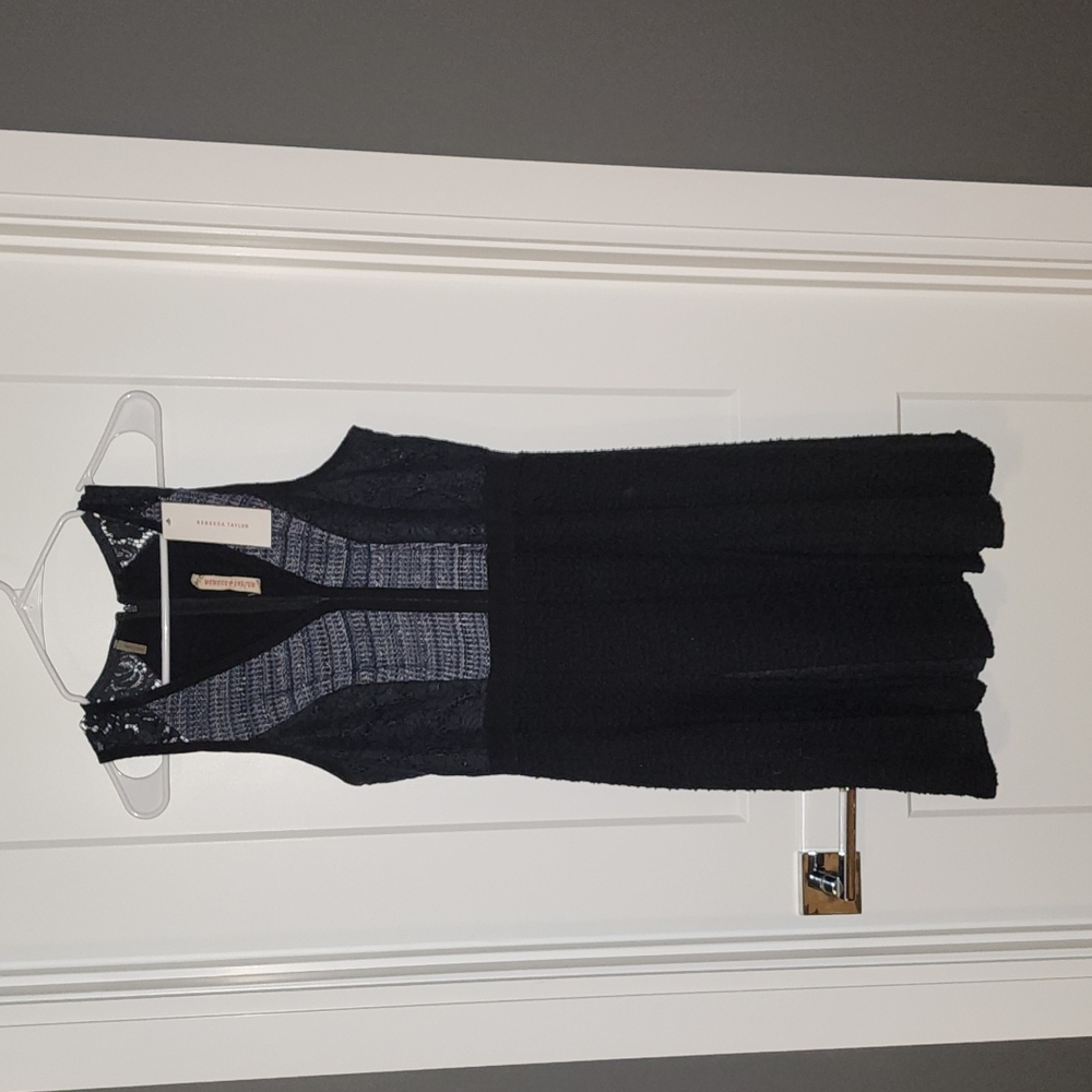 Rebecca Taylor Tweed Lace Pleated Dress